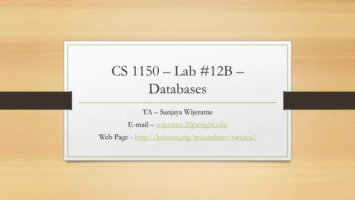 cs 1150 lab 12b databases