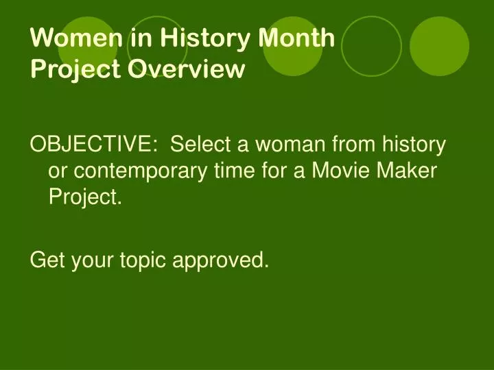 women in history month project overview