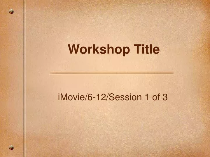 workshop title