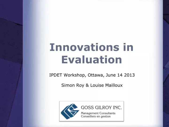 innovations in evaluation
