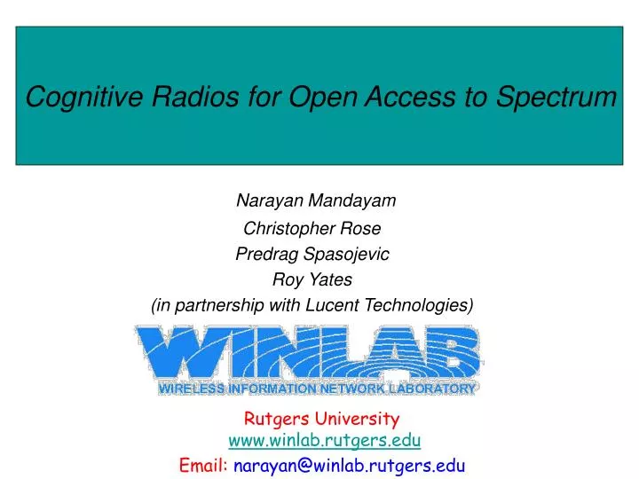 cognitive radios for open access to spectrum
