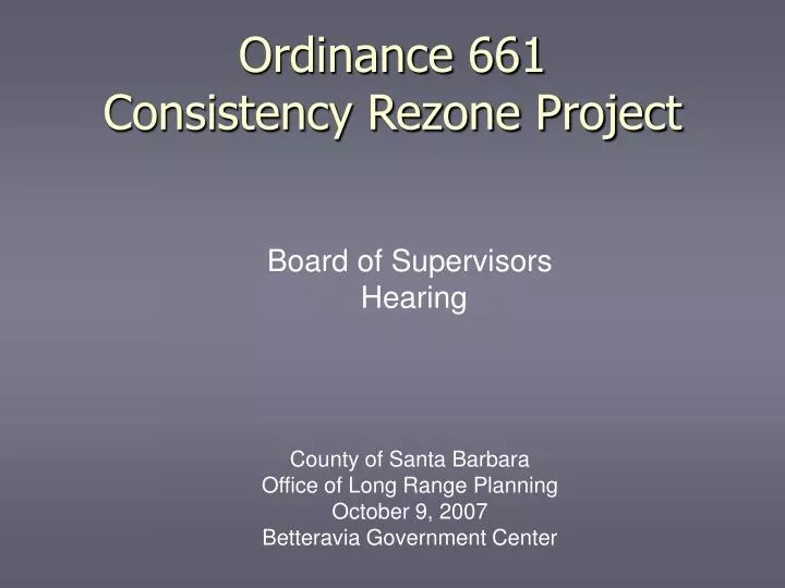 ordinance 661 consistency rezone project