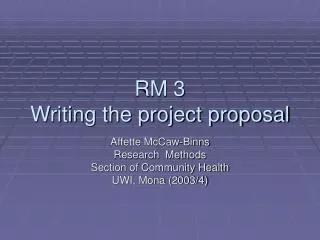 RM 3 Writing the project proposal