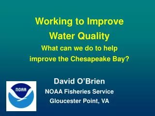 Working to Improve Water Quality What can we do to help improve the Chesapeake Bay?