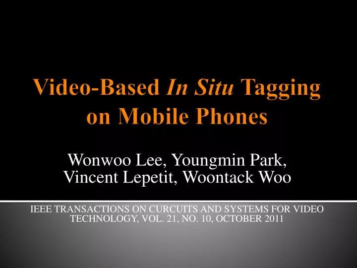 video based in situ tagging on mobile phones