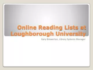 Online Reading Lists at Loughborough University