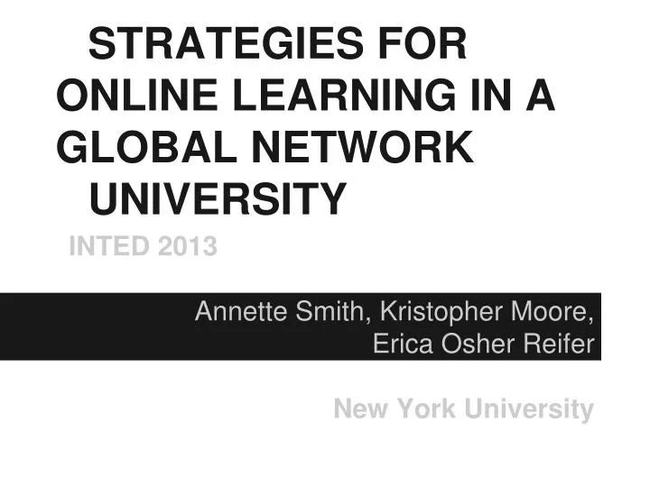 strategies for online learning in a global network university