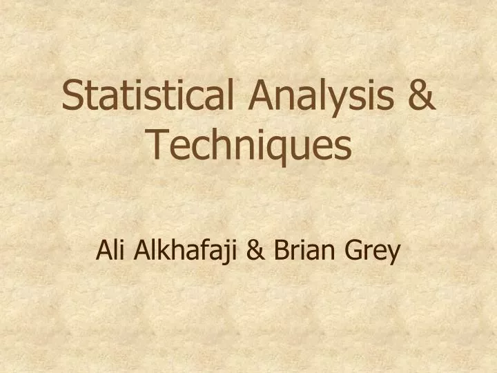 statistical analysis techniques