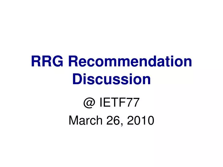 rrg recommendation discussion