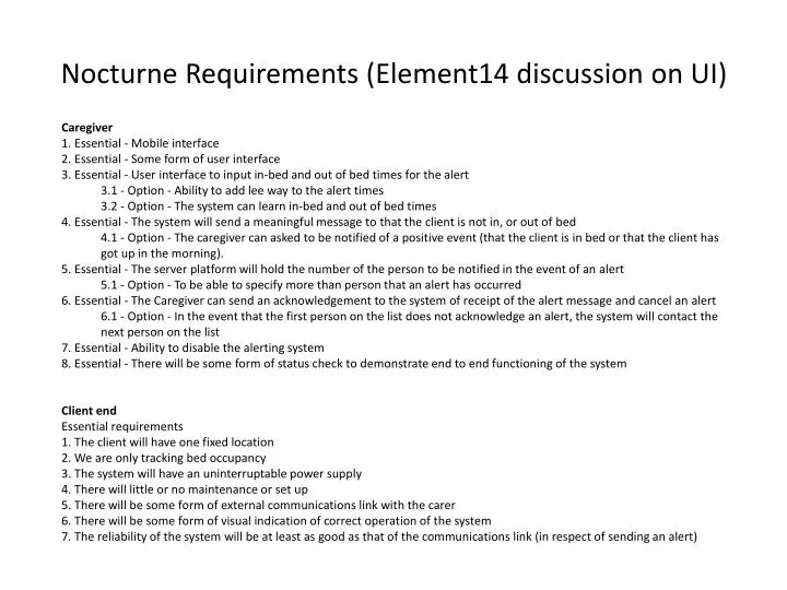 nocturne requirements element14 discussion on ui