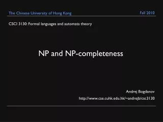 CSCI 3130: Formal languages and automata theory