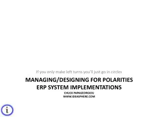 Managing/Designing for polarities ERP System Implementations Chuck Papageorgiou ideasphere