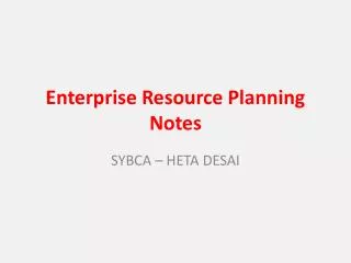 Enterprise Resource Planning Notes