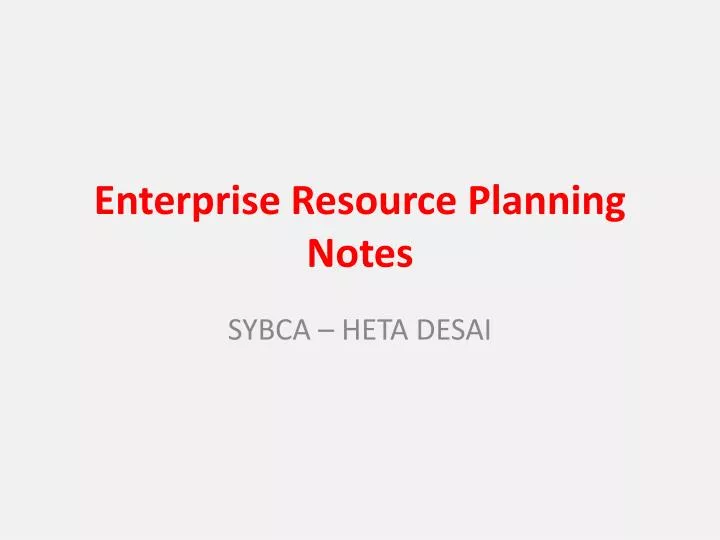 enterprise resource planning notes
