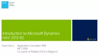 Introduction to Microsoft Dynamics NAV 2013 R2