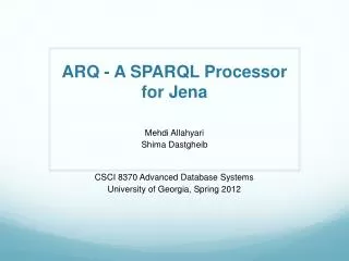 ARQ - A SPARQL Processor for Jena
