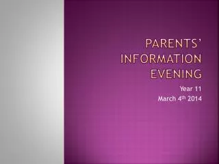 Parents’ Information Evening