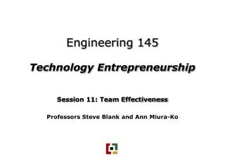 Engineering 145 Technology Entrepreneurship