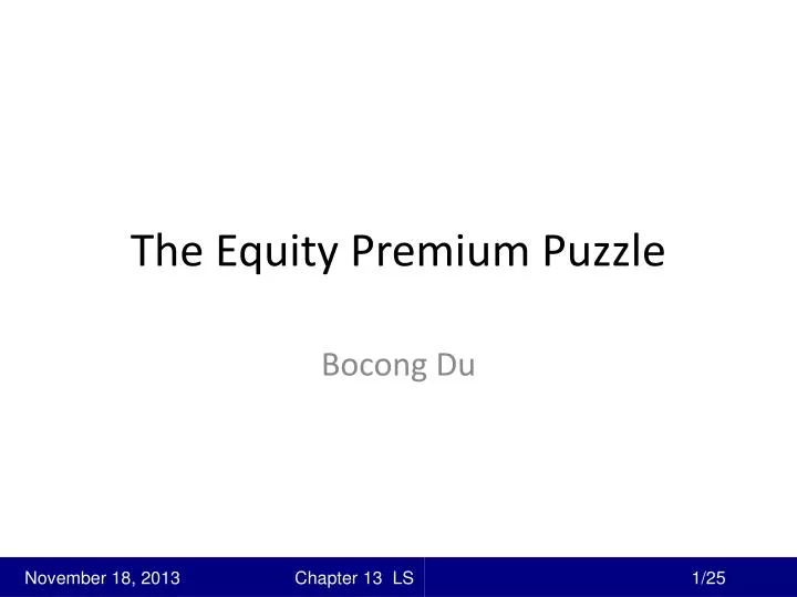the equity premium puzzle