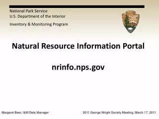 National Park Service U.S. Department of the Interior Inventory &amp; Monitoring Program