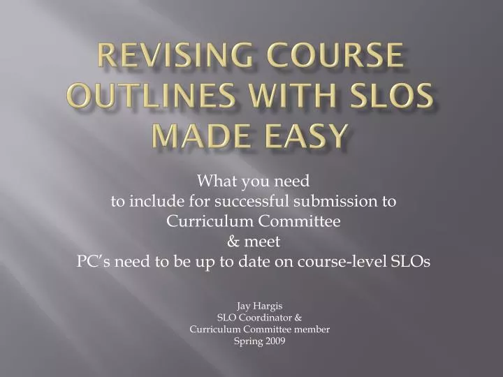 revising course outlines with slos made easy