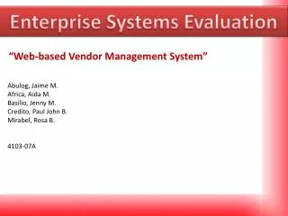 Enterprise Systems Evaluation
