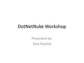 DotNetNuke Workshop