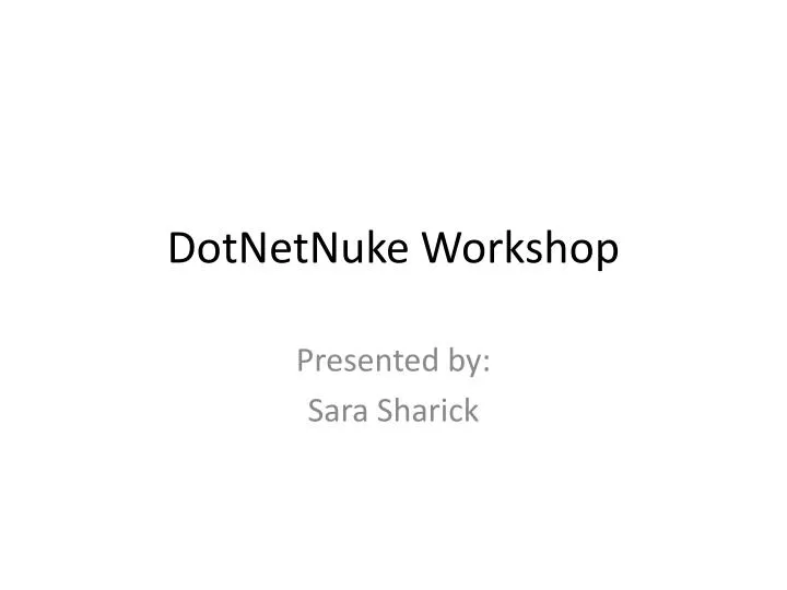 dotnetnuke workshop