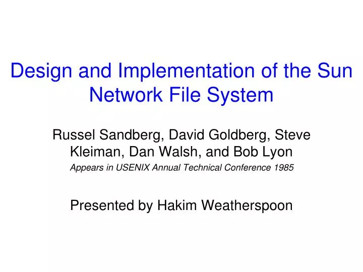 design and implementation of the sun network file system