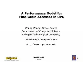 A Performance Model for Fine-Grain Accesses in UPC