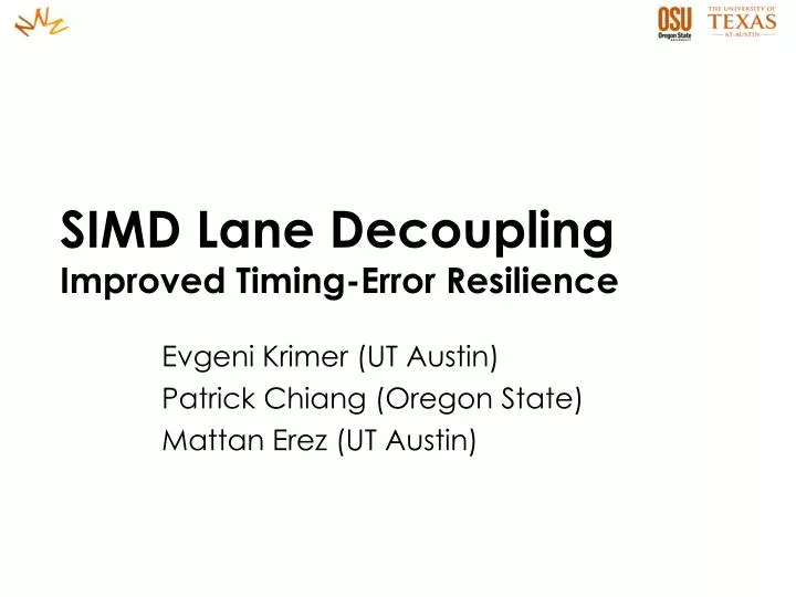 simd lane decoupling improved timing error resilience