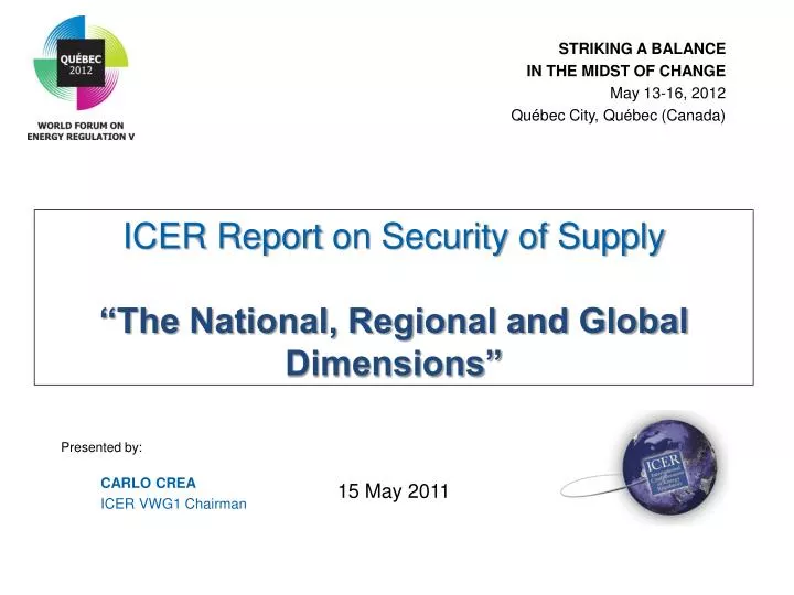 icer report on security of supply the national regional and global dimensions 15 may 2011