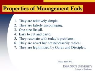 Properties of Management Fads