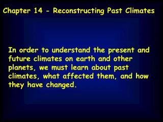 Chapter 14 - Reconstructing Past Climates