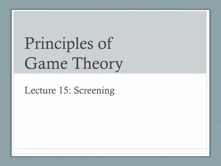 principles of game theory