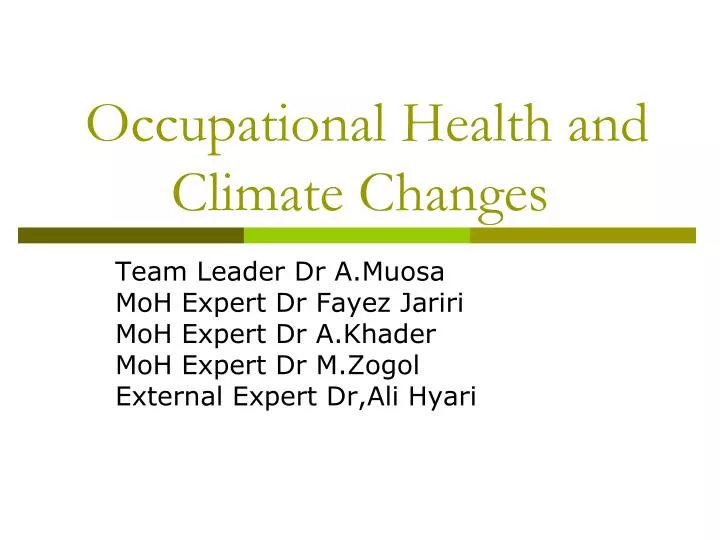 occupational health and climate changes