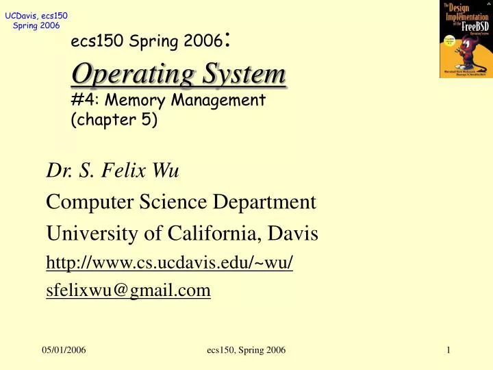 ecs150 spring 2006 operating system 4 memory management chapter 5