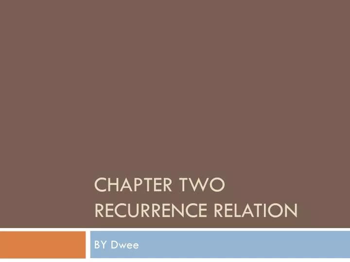 chapter two recurrence relation