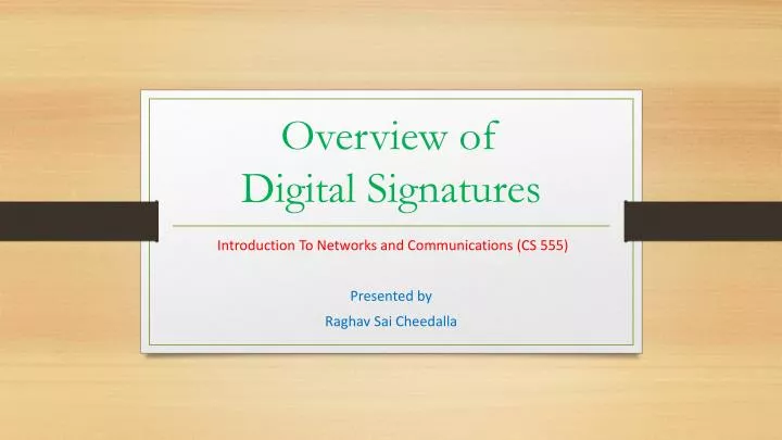 overview of digital signatures