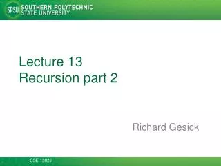 Lecture 13 Recursion part 2