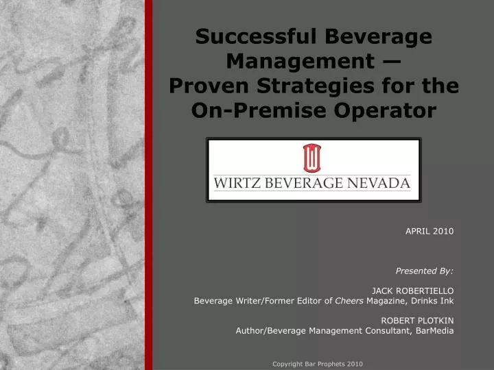successful beverage management proven strategies for the on premise operator