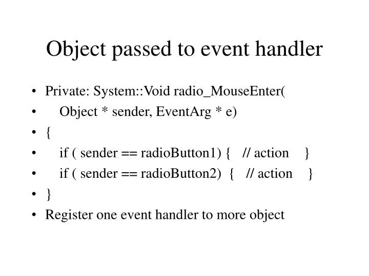 object passed to event handler