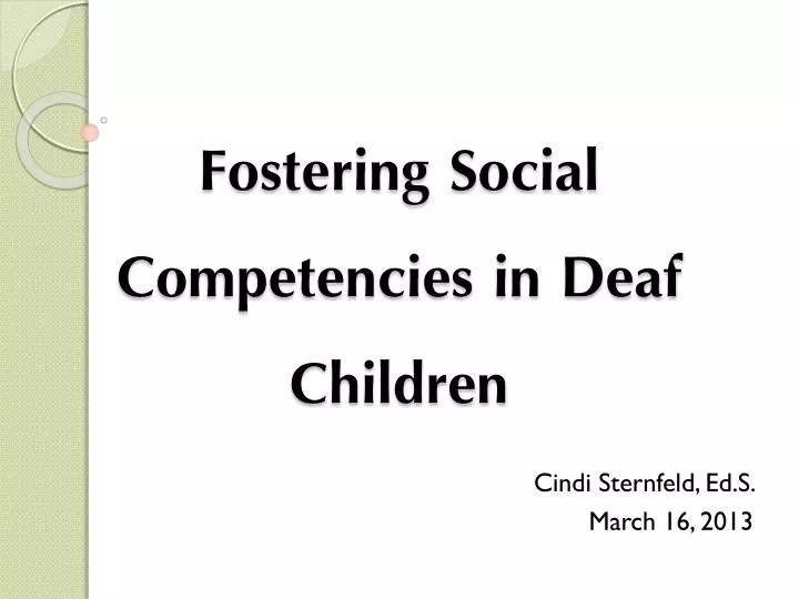 fostering social competencies in deaf children