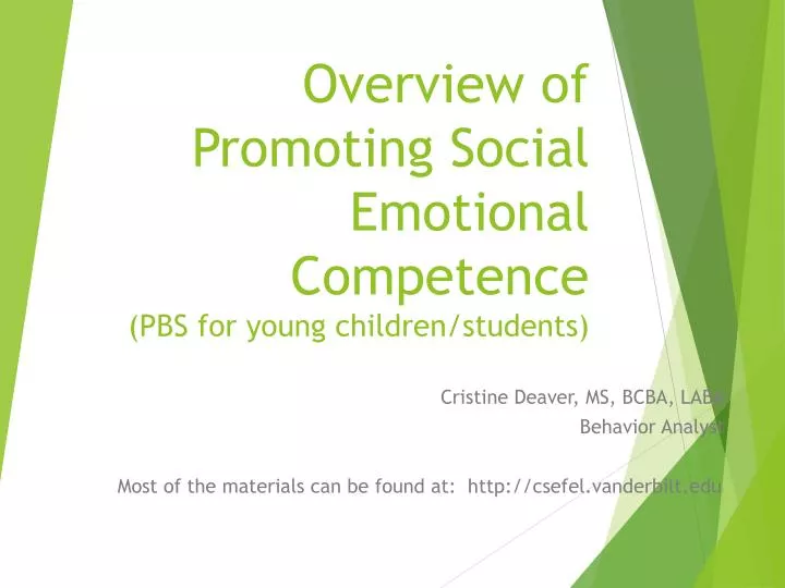 overview of promoting social emotional competence pbs for young children students