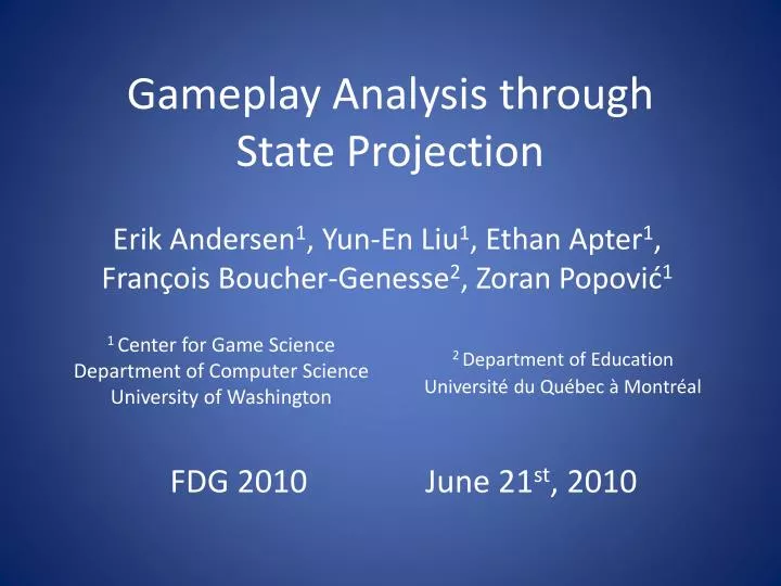 gameplay analysis through state projection
