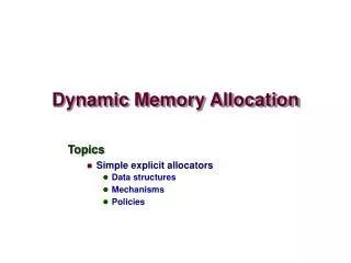 Dynamic Memory Allocation