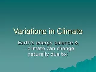 Variations in Climate