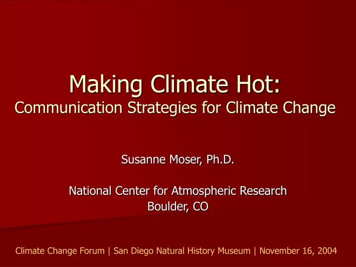 making climate hot communication strategies for climate change