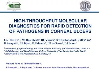 HIGH-THROUGHPUT MOLECULAR DIAGNOSTICS FOR RAPID DETECTION OF PATHOGENS IN CORNEAL ULCERS