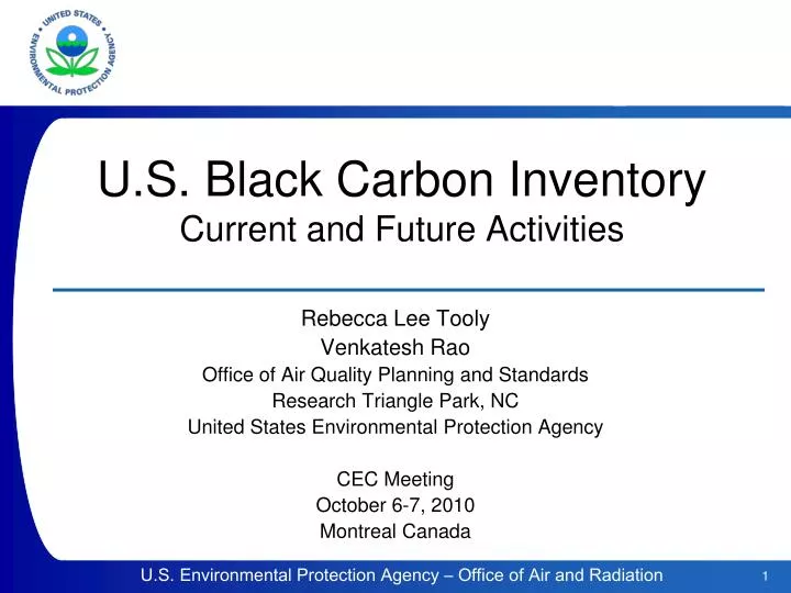 u s black carbon inventory current and future activities